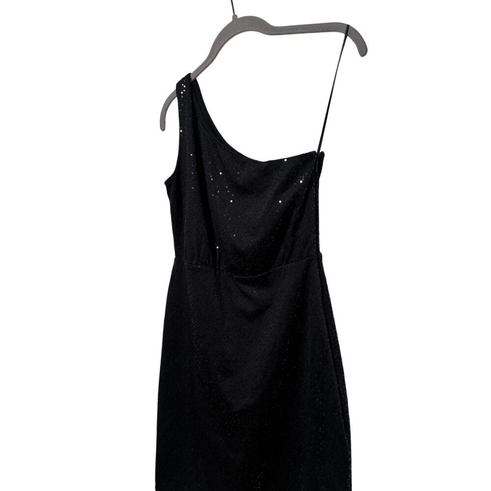 Max and Cleo Women's Black Sequin One Shoulder Mini Dress Size 2 - Picture 3 of 8